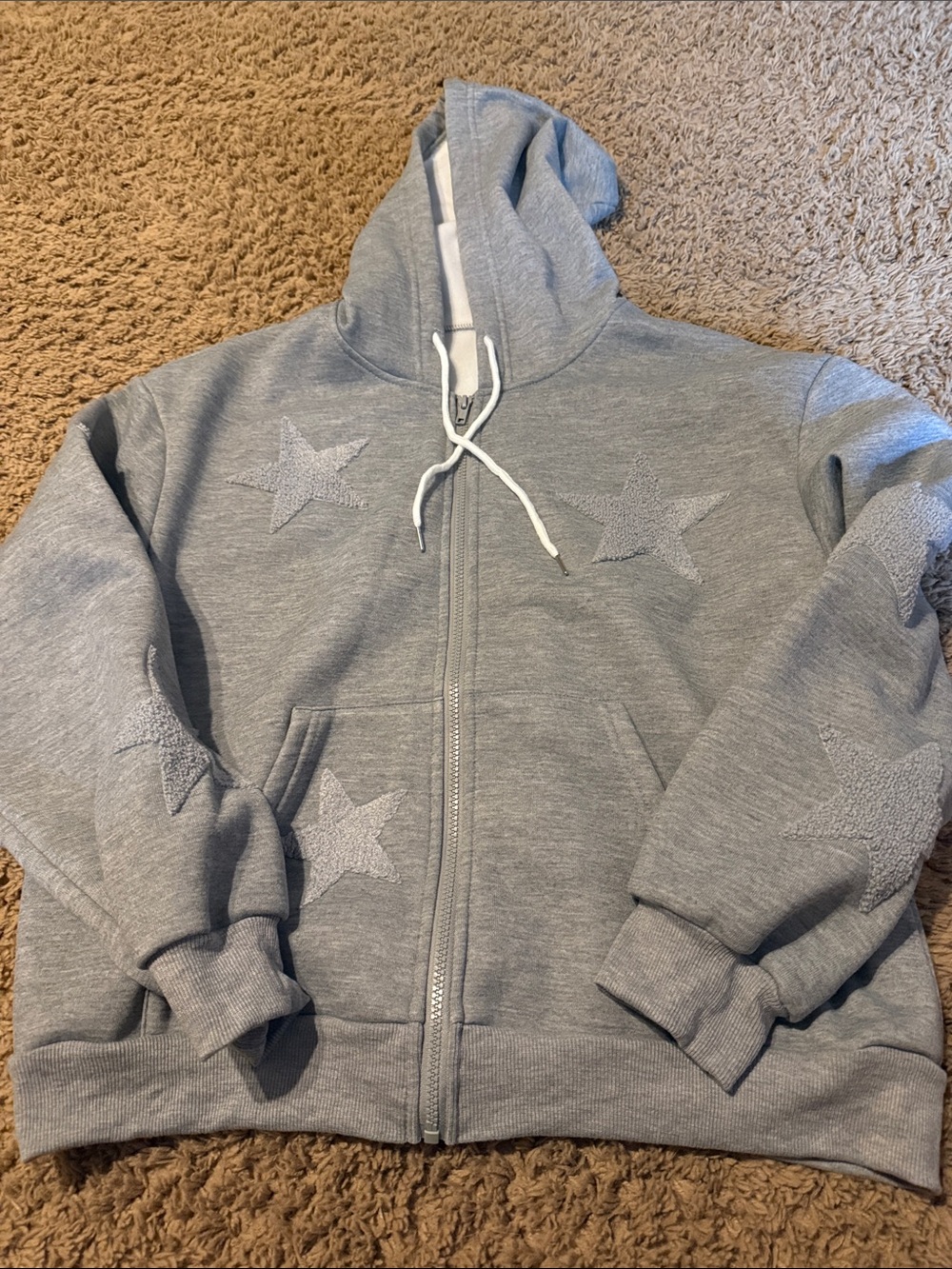 Kids Grey Star Zip-Up Hoodie Jacket